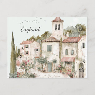 England Vintage Watercolor English Countryside Postcard