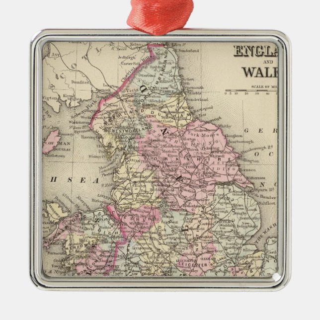 England, Wales 5 Metal Tree Decoration (Front)