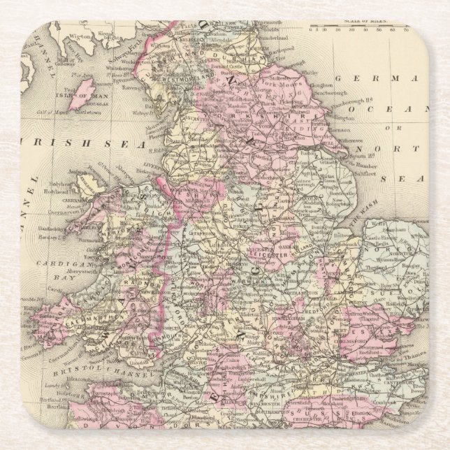 England, Wales 5 Square Paper Coaster (Front)