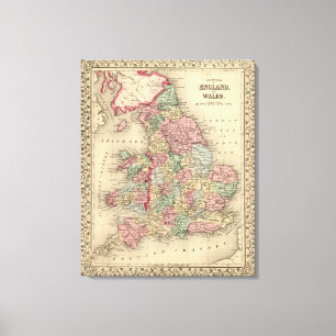 England, Wales Map by Mitchell Canvas Print
