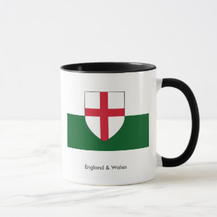 England & Wales Mug - Shield on White & Green