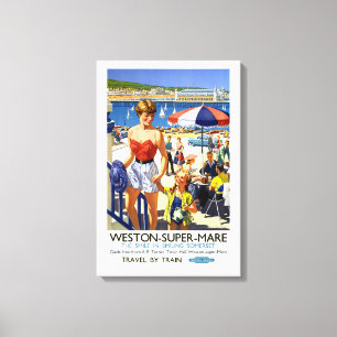 England Weston Super Mare Vintage Travel Poster Canvas Print