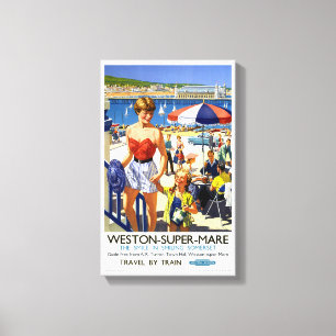 England Weston Super Mare Vintage Travel Poster Canvas Print