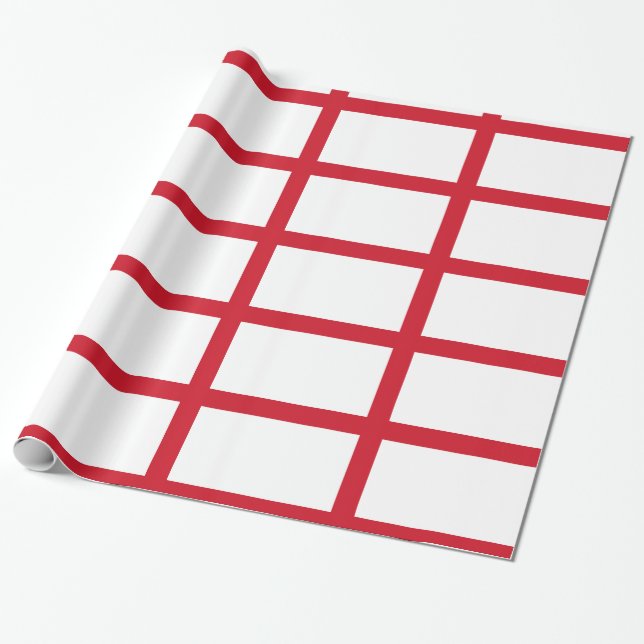 England White with red lines Wrapping Paper (Unrolled)