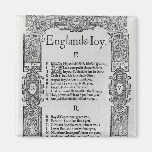 England's Joy by Richard Vennar, c.1602 Magnet (Front)