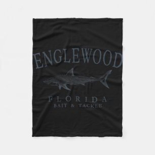 Englewood florida shark retro slate art fishing fleece blanket