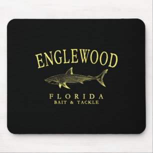 Englewood florida shark vintage yellow art fishing mouse mat