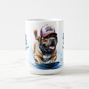 Englische Dogge Mastiff auf Surfbrett Coffee Mug