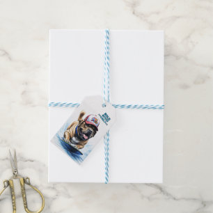 Englische Dogge Mastiff auf Surfbrett Gift Tags