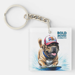 Englische Dogge Mastiff auf Surfbrett Key Ring