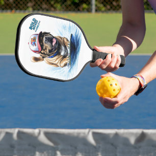 Englische Dogge Mastiff auf Surfbrett Pickleball Paddle