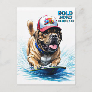 Englische Dogge Mastiff auf Surfbrett Postcard