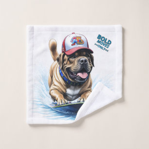 Englische Dogge Mastiff auf Surfbrett Wash Cloth