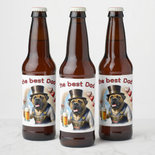 Englische Dogge Mastiff best Dad Beer Bottle Label