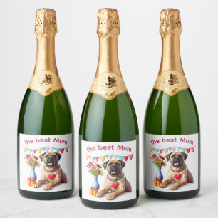 Englische Dogge Mastiff best Mum Sparkling Wine Label