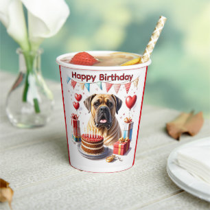 Englische Dogge Mastiff Birthday  Paper Cups
