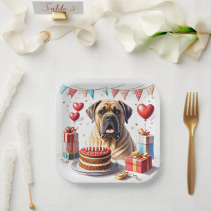Englische Dogge Mastiff Birthday  Paper Plate