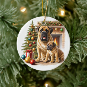 Englische Dogge Mastiff Christmas Ceramic Tree Decoration