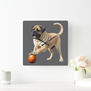 Englische Dogge Mastiff mit Ball Square Wall Clock