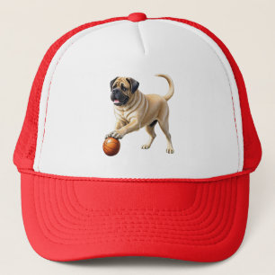 Englische Dogge Mastiff mit Ball Trucker Hat