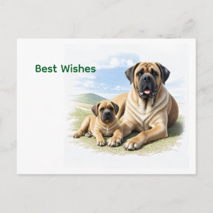 Englische Dogge Mastiff mit Kind Holiday Postcard