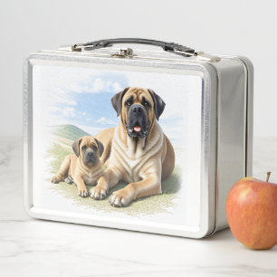 Englische Dogge Mastiff mit Kind Metal Lunch Box