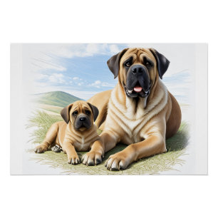 Englische Dogge Mastiff mit Kind Poster