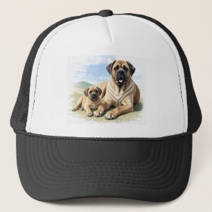 Englische Dogge Mastiff mit Kind Trucker Hat