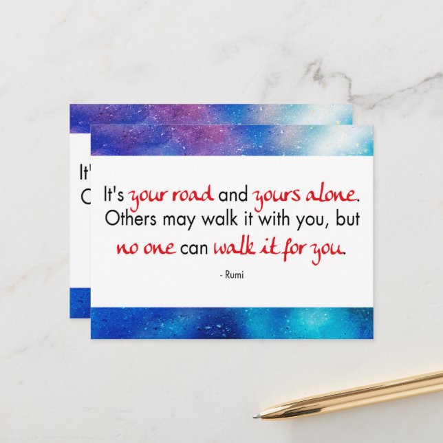 Englisches Zitat von Rumi - Es ist Ihre Straße Mit Postcard (Front/Back In Situ)