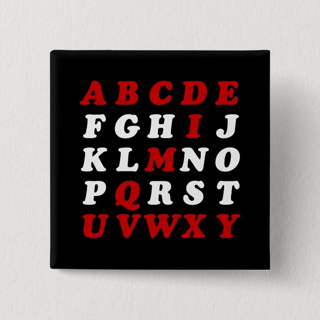 English Alphabet 15 Cm Square Badge (Front)
