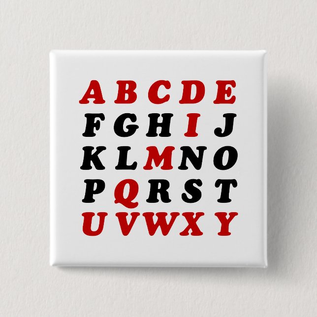 English Alphabet 15 Cm Square Badge (Front)