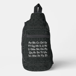 English Alphabet Black Sling Bag