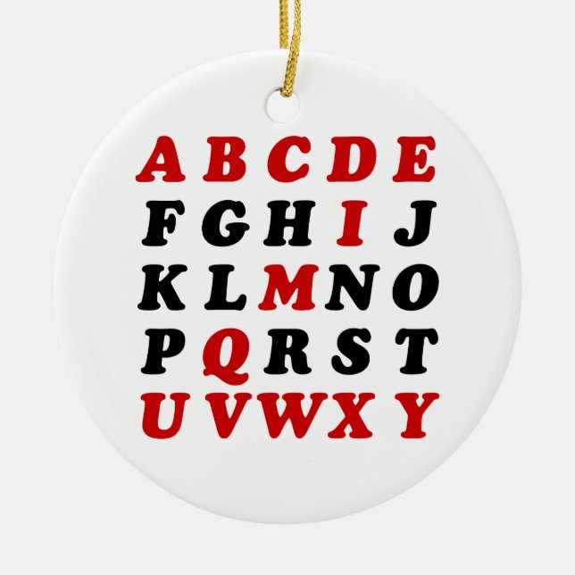 English Alphabet Ceramic Tree Decoration (Front)