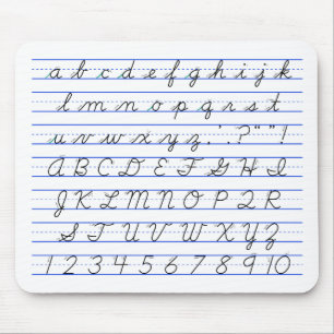 English Alphabet Diagram in Cursive Handwriting Mouse Mat