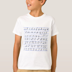English Alphabet Diagram in Cursive Handwriting T-Shirt