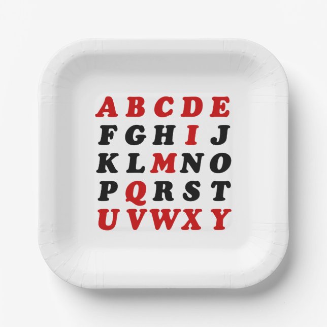 English Alphabet Paper Plate (Front)