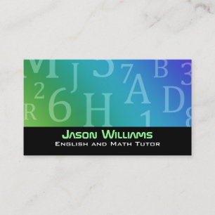 English and Math tutor Business Cards