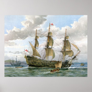English Battleship about 1650 Poster