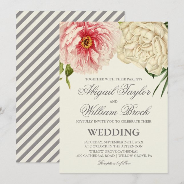 English Blooms Wedding Invitation (Front/Back)