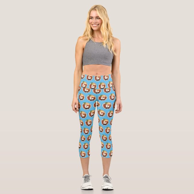 English breakfast cartoon illustration capri leggings (Front)