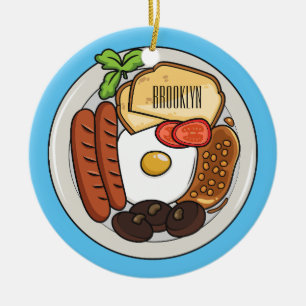 English breakfast cartoon illustration ceramic tree decoration