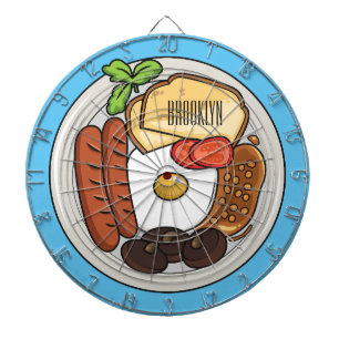 English breakfast cartoon illustration dartboard