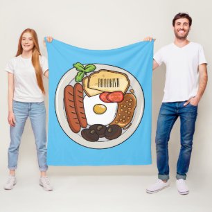 English breakfast cartoon illustration fleece blanket