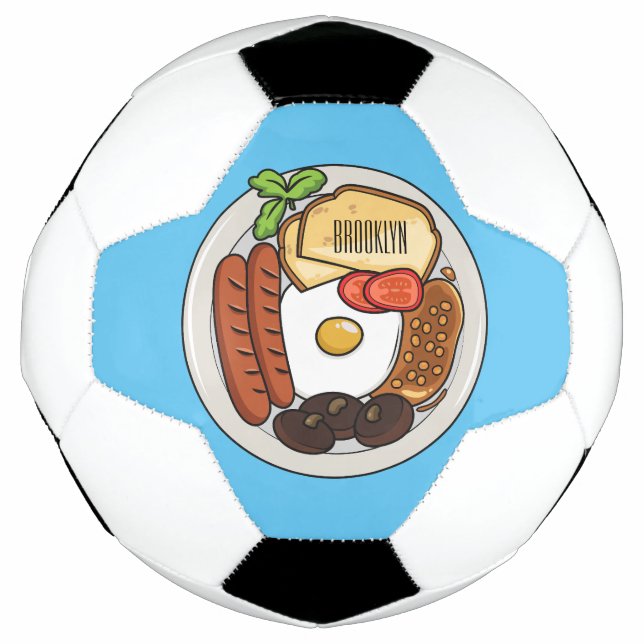 English breakfast cartoon illustration football (Front)