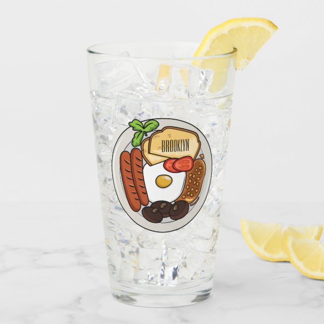English breakfast cartoon illustration glass (Back Ice)