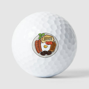 English breakfast cartoon illustration golf balls