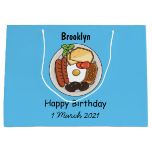 English breakfast cartoon illustration large gift bag