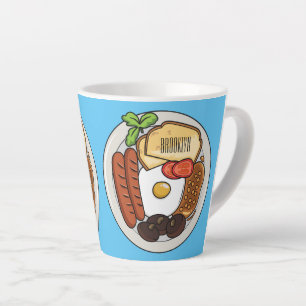 English breakfast cartoon illustration latte mug