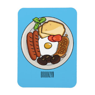 English breakfast cartoon illustration magnet