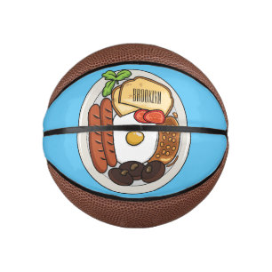 English breakfast cartoon illustration mini basketball